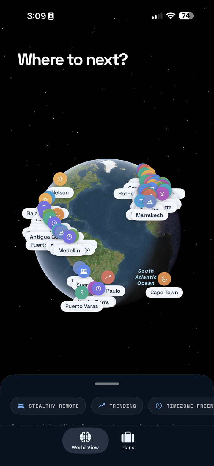 Noma preview showing the world map and remote base discovery.